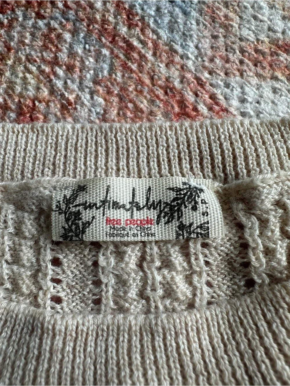 Free People intimately Heather Oatmeal Modern Cable Knit Mock Neck sweater Small - Picture 3 of 7